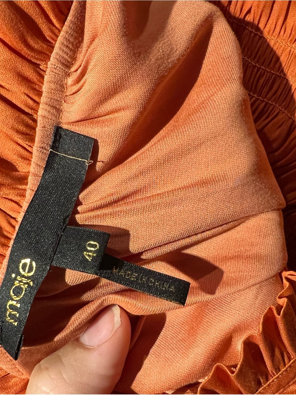Maje Radjinette tiered satin rust dress - Picture 2 of 9